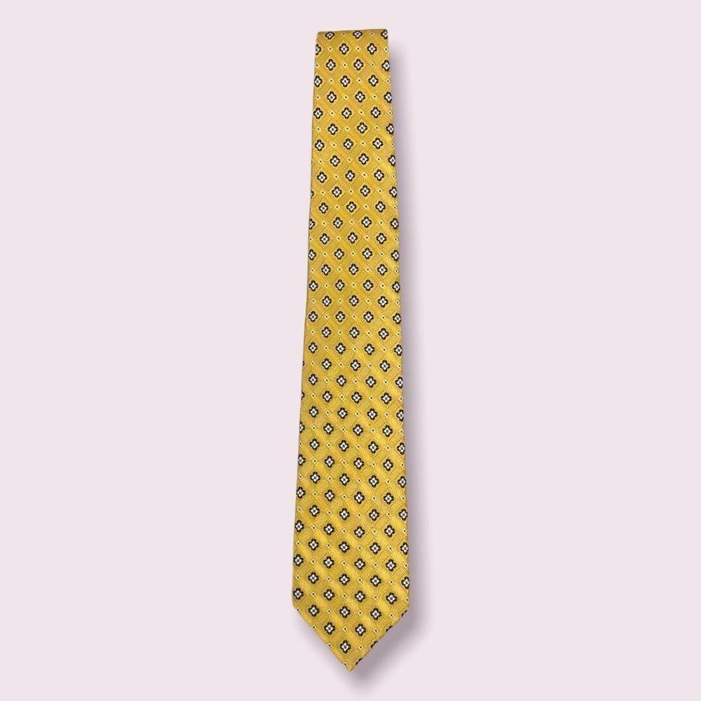 Jos. A Bank Executive Collection Gold/Blue Floral Mosaic Silk Tie